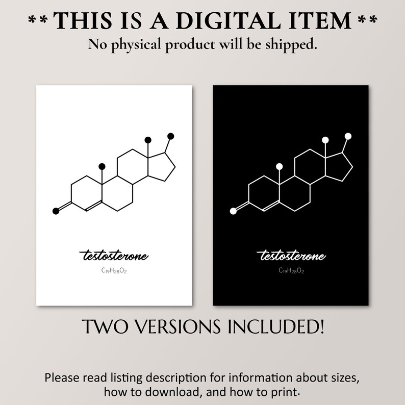 Testosterone Molecule Poster, Molecular Biology Print, Science ...