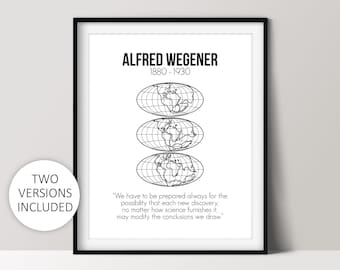 Alfred Wegener Print, Famous Scientists, Gift for Geologist, Nerdy Home Décor, Instant Download