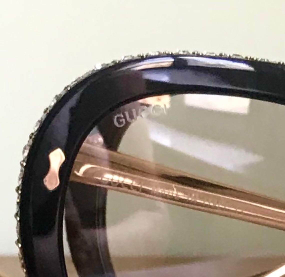 Gucci Sunglasses Glear Mirror Black Swarowski Crystals Aviator Etsy