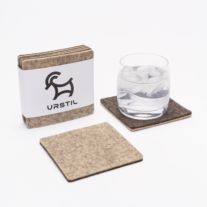 Bierfilz / Beer felt / felt coaster made of pure wool 5mm thick / multi-colors, square image 1