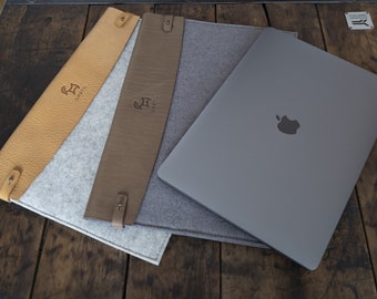 MacBook Pro 16 case/ Laptop sleeve 16&quot;  / bag / cover / made of wool felt and vegetable tanned leather