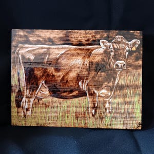 Jersey Cow - Wood Burnt Picture