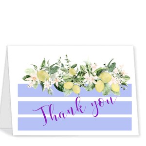 Thank you card, thank you, blank note card, greeting card, lemons, lemon, lemon blossom, instant download, printable, digital card,