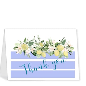 Thank you card, thank you, blank note card, greeting card, instant download, printable,digital card, lemons, lemon blossom, lemon