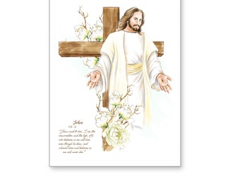 Easter card, Happy Easter, Jesus, resurrection, crown, greeting card, printable, flowers, instant download, digital card,
