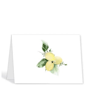 Blank note card, greeting card, happy thoughts, lemons, lemon blossom , instant download, digital card, printable,