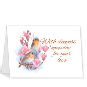 Carte de sympathie 5x7, sympathie, perte d’un être cher, oiseaux, téléchargement instantané, imprimable, carte numérique,