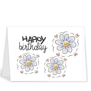 5x7 birthday card, happy birthday, flowers, printable, digital card, instant download