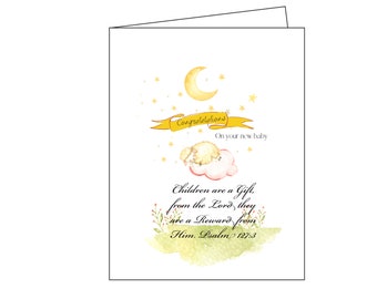 Baby shower, baby card, congratulations on your new baby, instant download, printable, greeting card, digital card, sheep, lamb