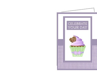 Happy birthday, birthday card, children’s card, digital card, instant download, happy thoughts, printable,  cupcakes,