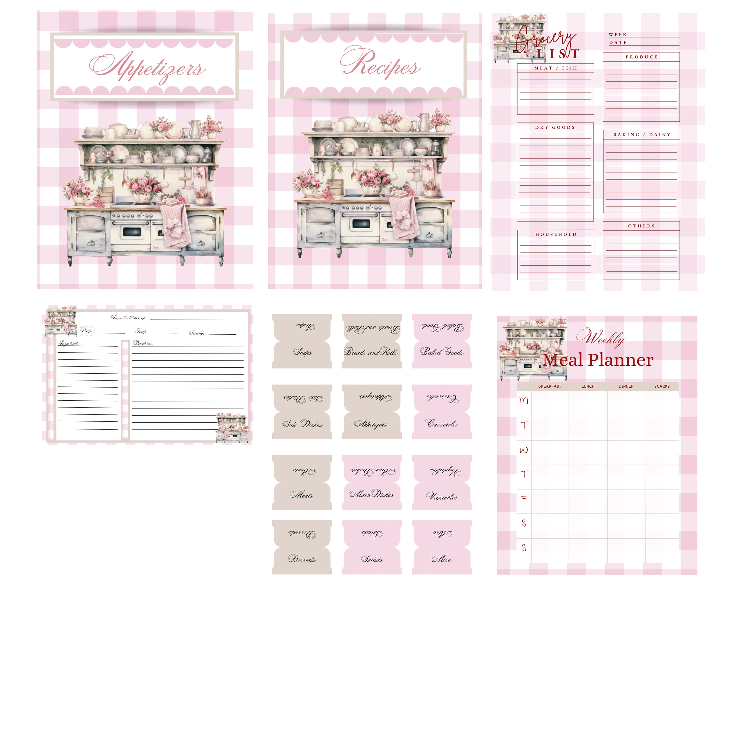 Recipe Binder, Diy, Printable, Instant Download, - Etsy