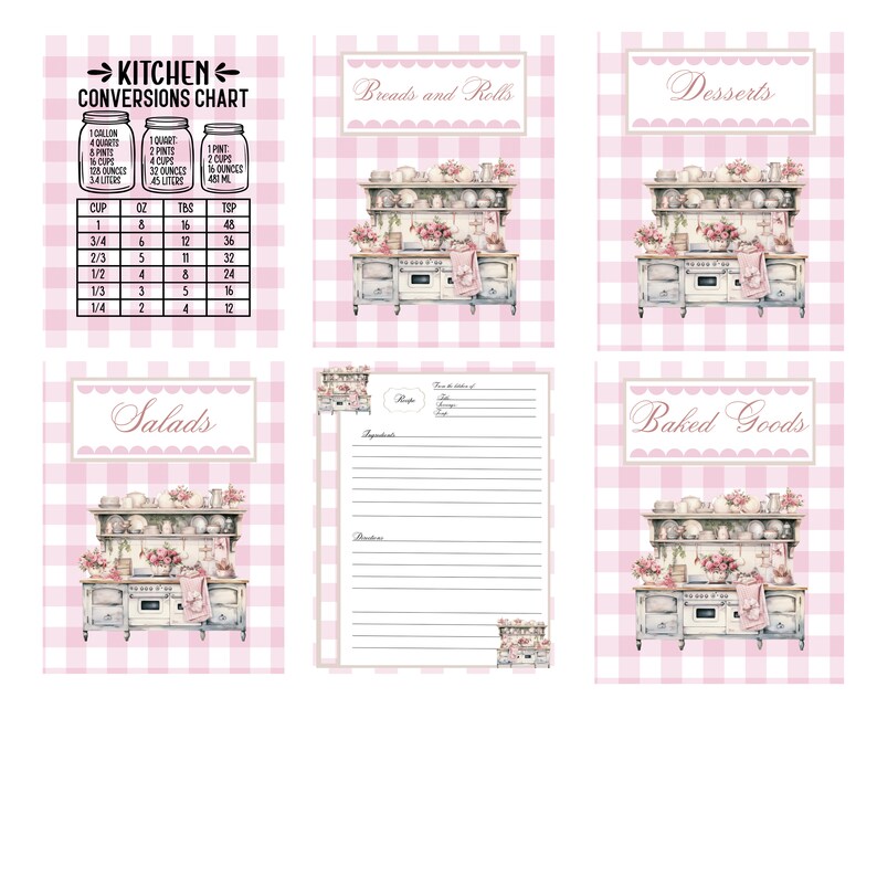 Recipe Binder, Diy, Printable, Instant Download, - Etsy