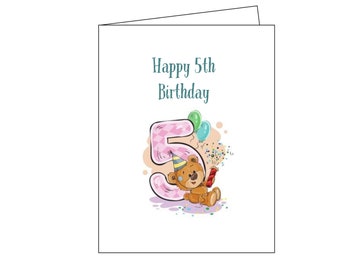 Happy birthday, happy birthday card, birthday, 5th birthday, kids birthday, instant download, printable, digital card, birthday card