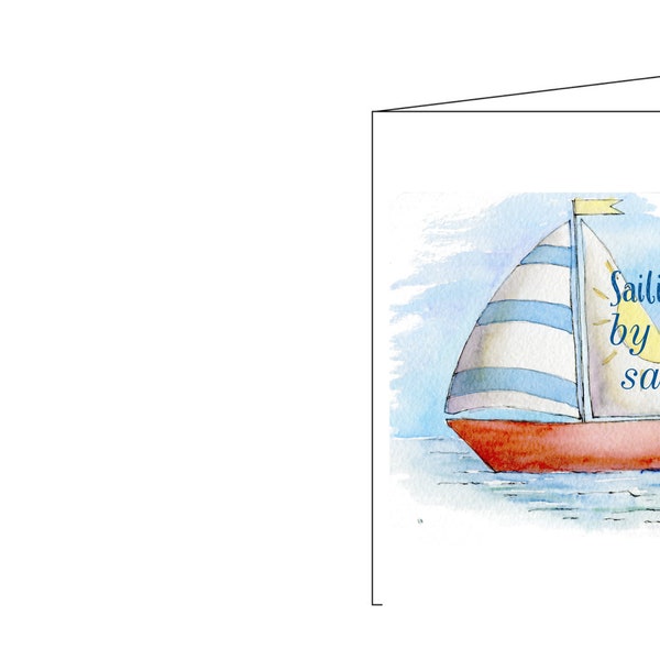 Birthday card, greeting card, children’s card, digital card, printable, instant download,  sailboat, happy thoughts,