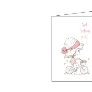Obtenez bien carte, carte de voeux, pensées heureuses, téléchargement instantané, imprimable, carte numérique, vélo, fille, fille mignonne,