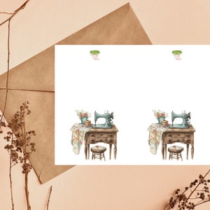 Ensemble de 2 cartes imprimables, vierges, couture, artisanat, carte numérique, téléchargement instantané, pensées heureuses,