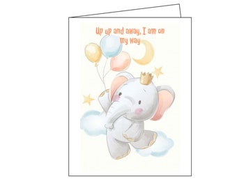 Baby elephant, cute elephant, printable, greeting card, birthday card, instant download, digital card, happy birthday, birthday,