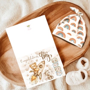 Baby boy shower, shower, it's a boy, ours en peluche, carte baby shower, 4,25 x 5,5 une fois pliée en deux
