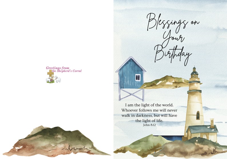 5x7 Birthday Card, Happy Birthday, Greeting Card, Happy Thought ...