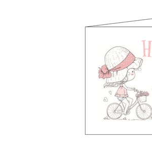 Ciao, pensieri felici, pensando a te, biglietto di auguri, biglietto bianco, carta digitale, stampabile, download istantaneo, ragazza carina, ragazza,