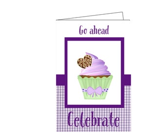 Happy birthday, greeting card, birthday card, happy thoughts, children’s birthday card, cupcake, printable, digital card, instant download