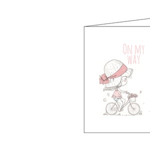 Joyeux anniversaire, carte d’anniversaire, carte de voeux, pensées heureuses, imprimable, téléchargement instantané, carte numérique, fille mignonne, mignonne, vélo