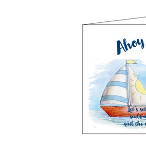 Feliz cumpleaños, tarjeta de cumpleaños, tarjeta de felicitación, tarjeta para niños, descarga instantánea, imprimible, velero, barco, tarjeta digital