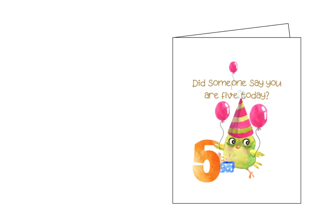 Birthday Card, Happy Birthday Card, 5 Year Old Card, Happy Thoughts ...