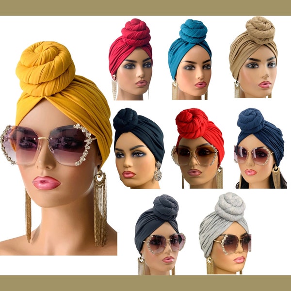 Turban prénoué | turban préformé | Bandeaux de chimio | Écharpes turbans pour femmes | Couverture de perte de cheveux | Echarpes Alopécie