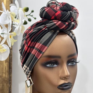 Leila Plaid Pre-tied Turban