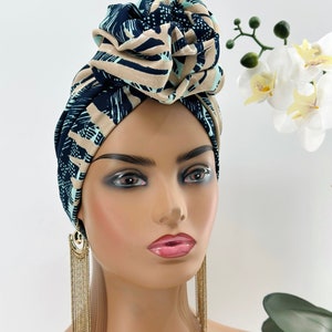 Pretied Turban Hat | Pretied Head Wraps  | Pre Wrapped Turban | Turban For Women | Easy To Wear Turban | Flower-Design Turban |