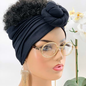 SATIN LINED Pretied Stretch Top Knot Headband | Wide Band Pretied Head Wraps For Women | Jersey Knit Headwrap | Christmas Gifts