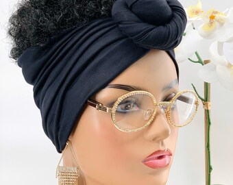 SATIN LINED Pretied Stretch Top Knot Headband | Wide Band Pretied Head Wraps For Women | Jersey Knit Headwrap | Christmas Gifts
