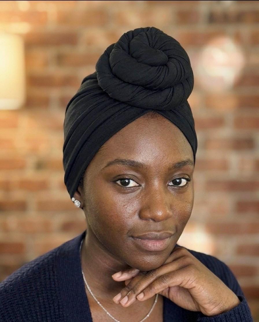 Black Satin Lined Pre-tied Headwrap Handmade Pretied Headwrap Stay in Place Scarf Women Turban Hat Beautiful Head Wrap