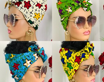 African Print| Satin-Lined Headwrap | 100% Cotton | Non-Stretch Headwrap | Non-Pretied Scarf | Fabric Headtie | Change Your Style as Needed