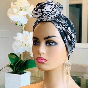 Pretied Turban | Pretied Head Wrap | Adult Christmas Turbans | Chemo Head Wraps | Flower-Design Alopecia Cap | Gifts For Wife, Mom, Sister
