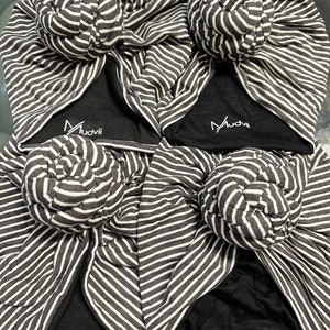 Stripe Pre-Tied Turban | Pretied Turban | Pretied Headwrap | Cap For Chemo | Alopecia Scarfs | Chemo Gifts For Wife, Mum, Women |