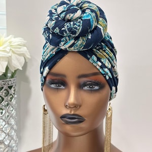 SATIN LINED Pre-Tied Turban | Pretied Headwrap | Hair Loss Cover | Women Pretied Headwrap | Stay in Place Scarf