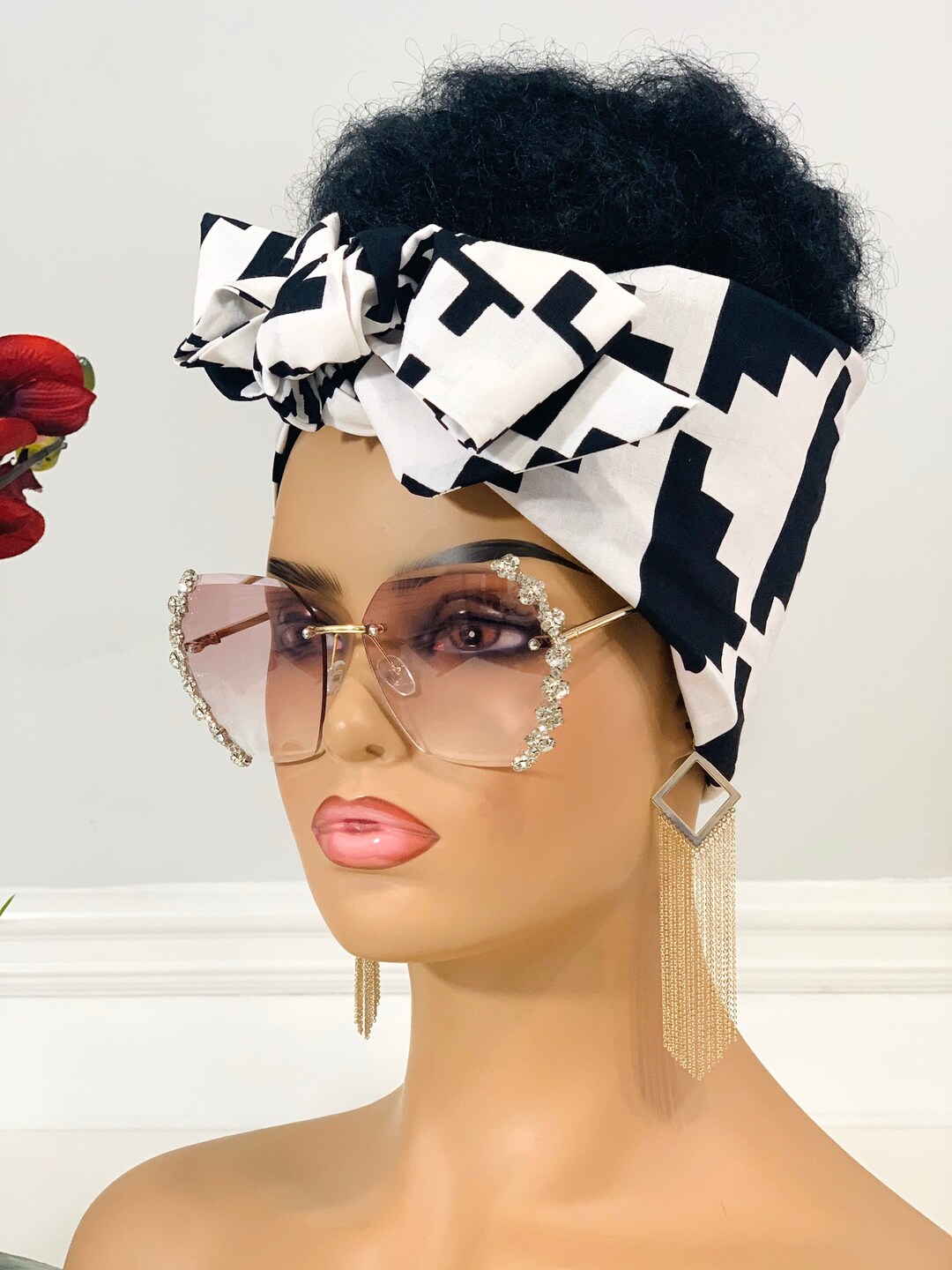 African Print Satin-lined Headwrap | Handmade Cotton Head Tie - Etsy