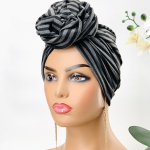 Women's Satin Lined Turbans & Head Wraps - 4 Pack, Pre-Tied, Soft Stretch Cotton, Chemo Headwear, One Size