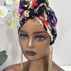 SATIN LINED Pre-tied Turban | Handmade Pretied Headwrap | Stay in Place Scarf | Turban Hat | Alopecia Head Wraps