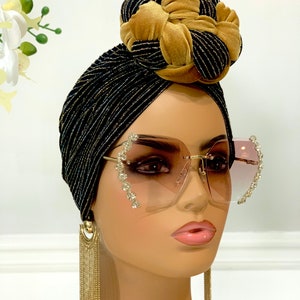 Luxury Turban Hat | Pretied Head Scarf  | Braid-Design Turban | Turban Women | Christmas Gift For Mom | Stretchy Head Wraps