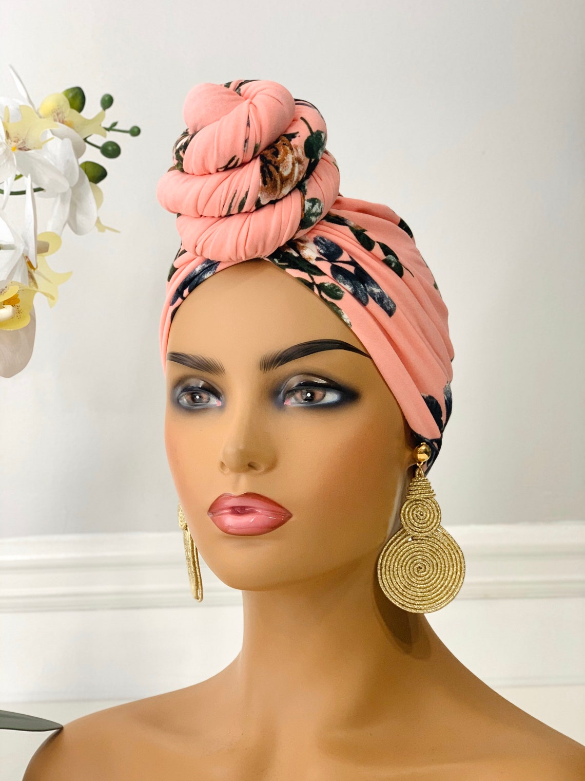 PreTied Turban Headwrap Cover for Hair Loss Head Tie Etsy