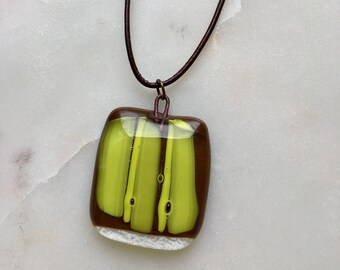 Handmade Glass Pendant Leather Necklace