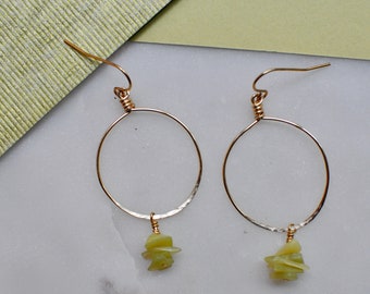 Chartreuse Textured Hoop Earrings