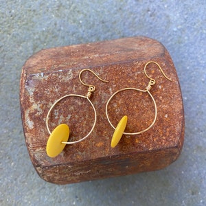 Vintage Yellow Lucite Bead Hoop Earrings image 7