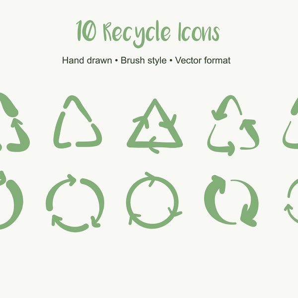 Recycle Icon Pack // Sustainable Design // Recycling Symbols // Digital Vector Download // Photoshop and Illustrator Design Assets