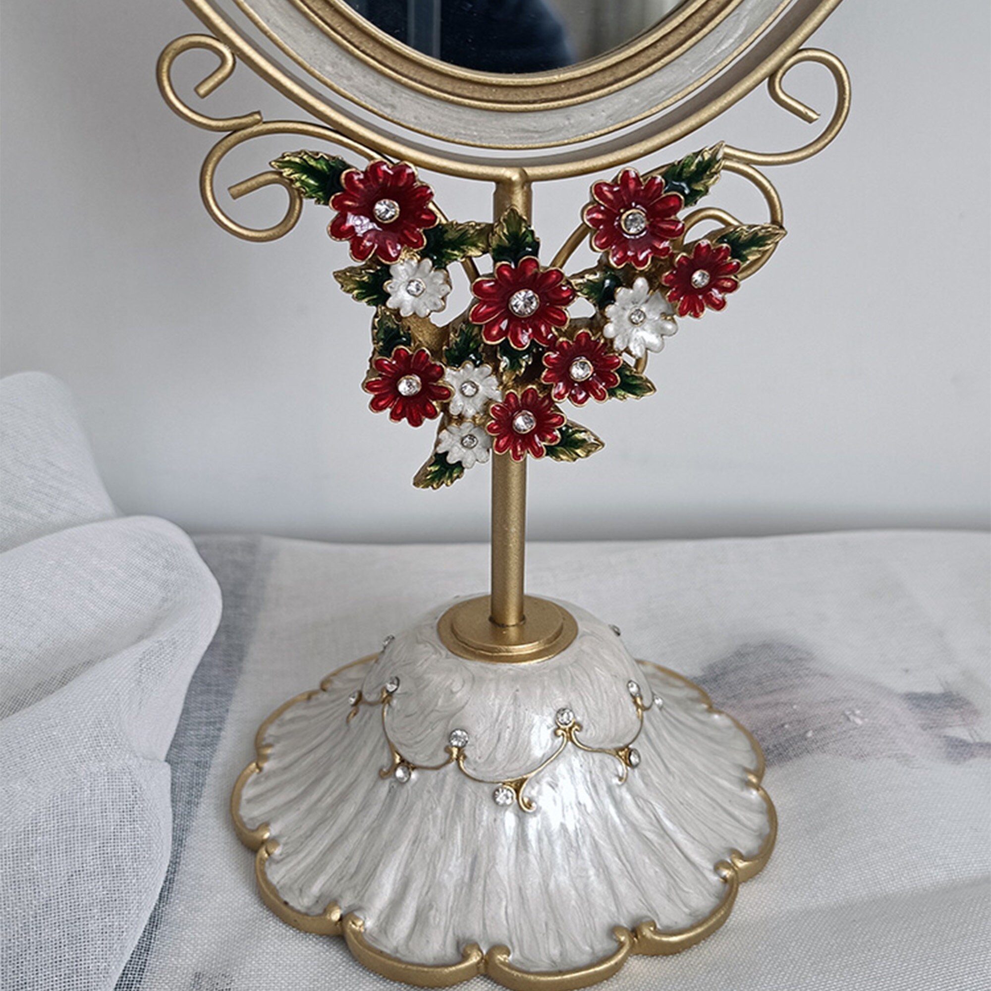 Enamel Mirror Doublesided Desktop Mirror Luxury Desktop Etsy