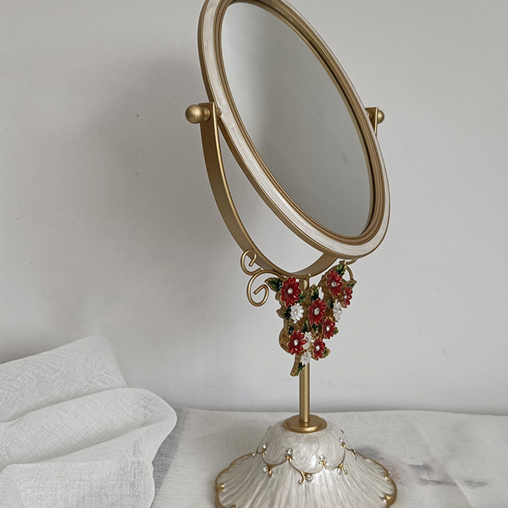 Enamel Mirror Doublesided Desktop Mirror Luxury Desktop Etsy