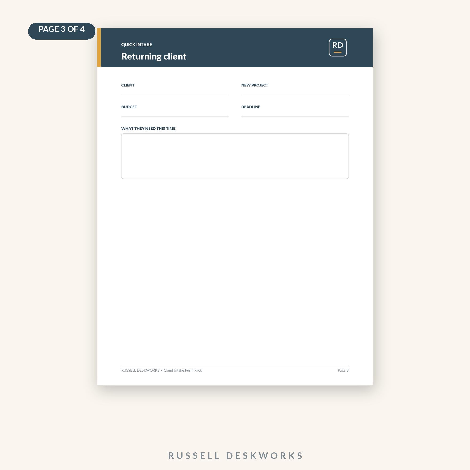 Client Intake Form for Freelancers — New & Returning Client ...